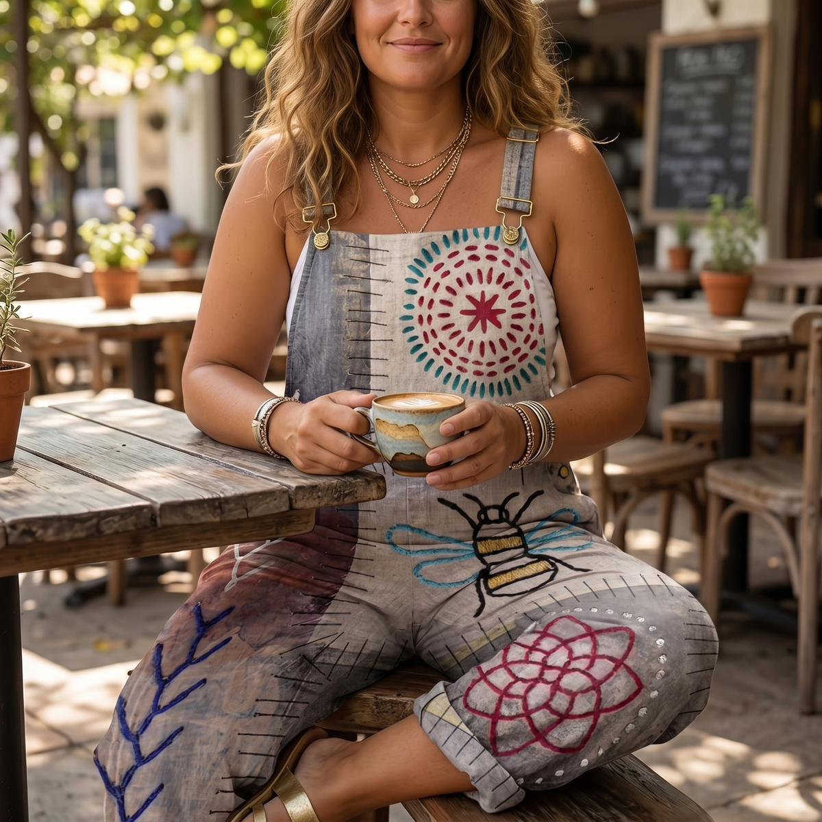 QueenBee – Women's Artisan Print Plus-Size Overall