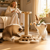 Purrch 3-in-1 Cat Scratching Post with Ball Track and Feather Wand