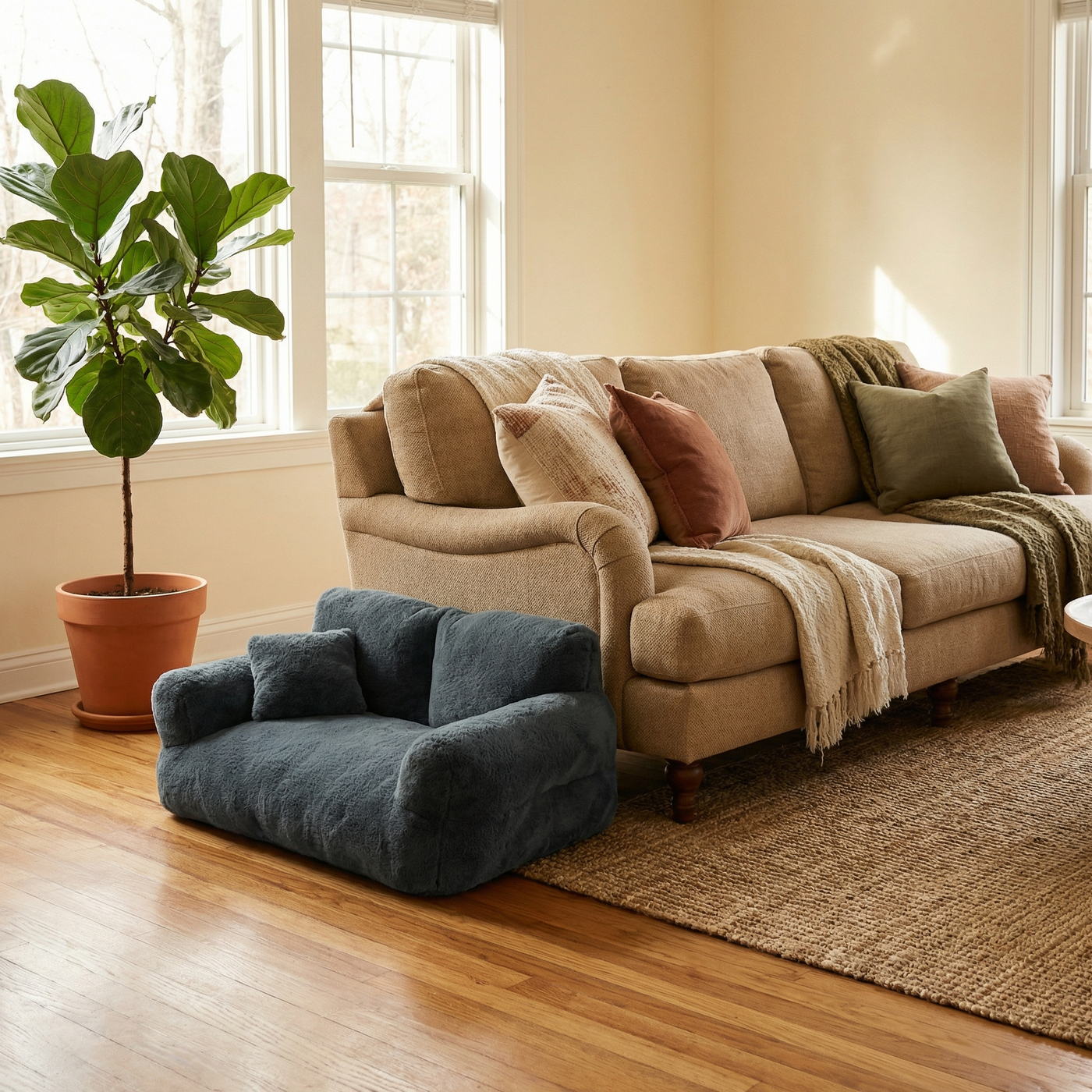 Pawluna – Plush Pet Sofa with Washable Cover