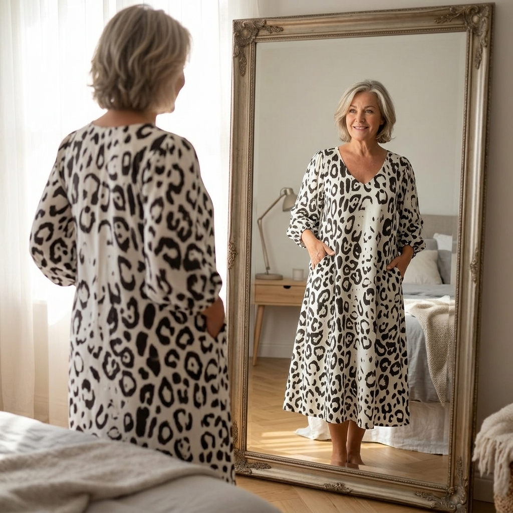 Vivara – Leopard Print V Neck Pocket Dress