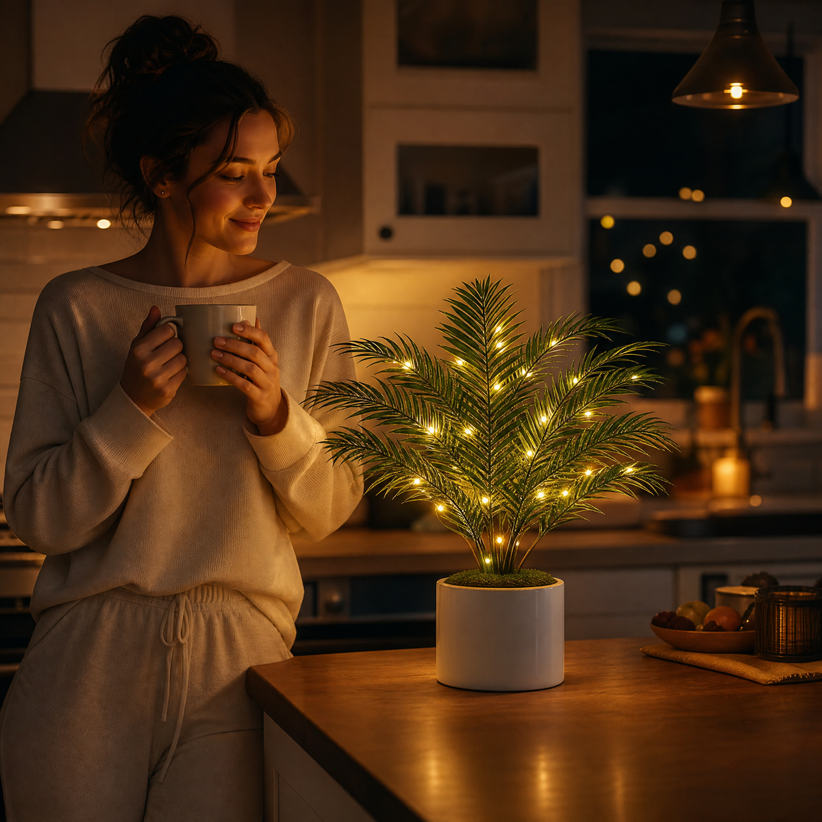 Palmora – Areca Palm LED Lamp with Pot