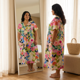 Florenza – Women's Painted Floral Plus-Size Midi Dress