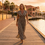 Vivara – Ruched Waist Leopard Maxi Dress