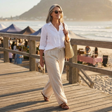Linara – Women's Wide Leg Linen Look Drawstring Trousers