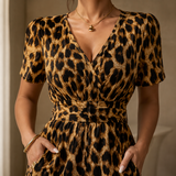 Florenza – Women's Cinched-Waist Leopard Jumpsuit