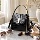 Velora – Glossy Croc Crossbody Handbag