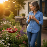 PetalHaven – Hand-Formed Poppy Bird Bath Garden Stake