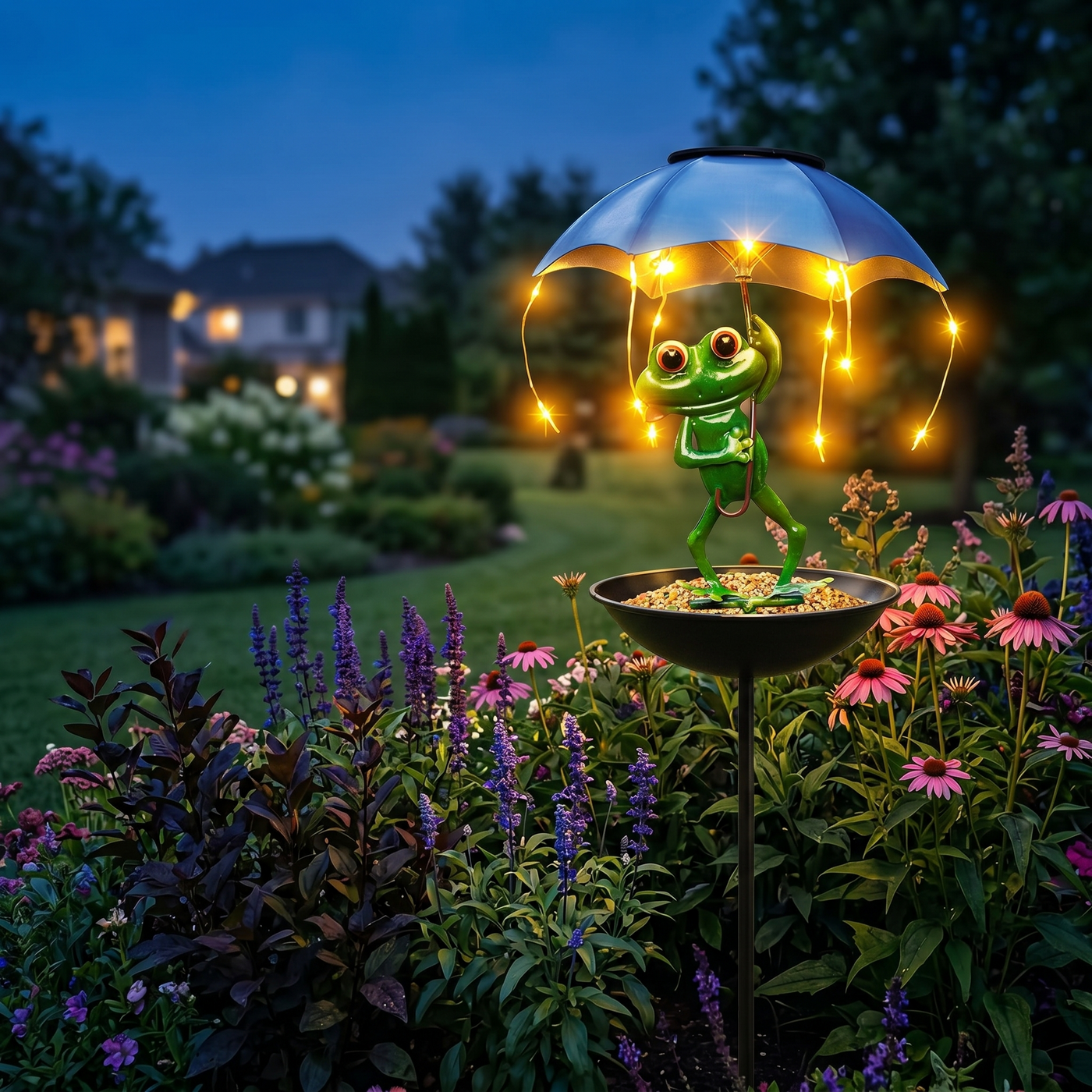 Magic Frog – Solar Garden Lamp with Bird Feeder