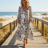 Vivara – Leopard Print V Neck Pocket Dress