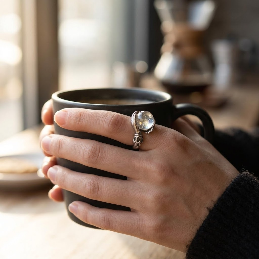 Orbivra – Gothic crystal ball statement ring