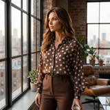 Maisova – Satin Polka Dot Button-Down Blouse
