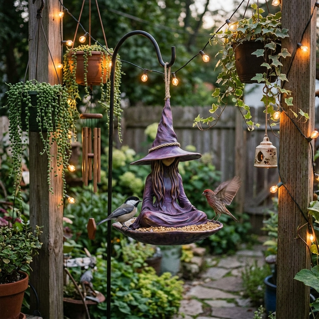 Willowspell – Meditating Witch Bird Feeder