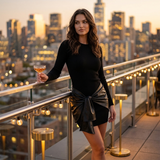 Novelle – Women's Long Sleeve Tie Waist Mini Dress