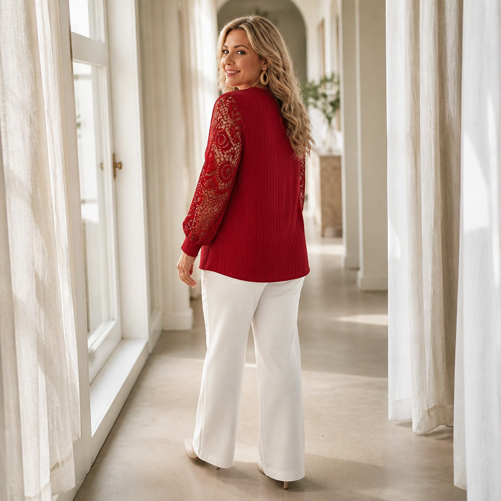Wearbella – Lace-Sleeve Top That Moves With You