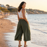 Coastella – Women's Smocked-Waist Wide-Leg Culottes
