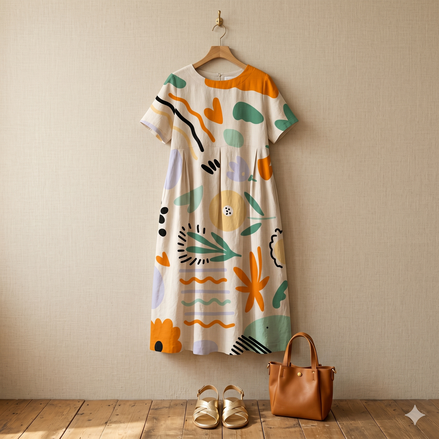 Luna – Women's Artsy Print Plus-Size Midi Dress