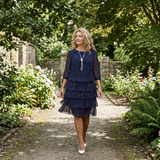 Florenne - Layered Chiffon Polka Dot Dress