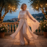 Velaire – Cape Sleeve Top and Wrap Pants Set for Women
