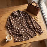 Maisova – Satin Polka Dot Button-Down Blouse