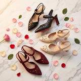 Floriva – Floral Cut-Out Pointed-Toe Slingback Heels