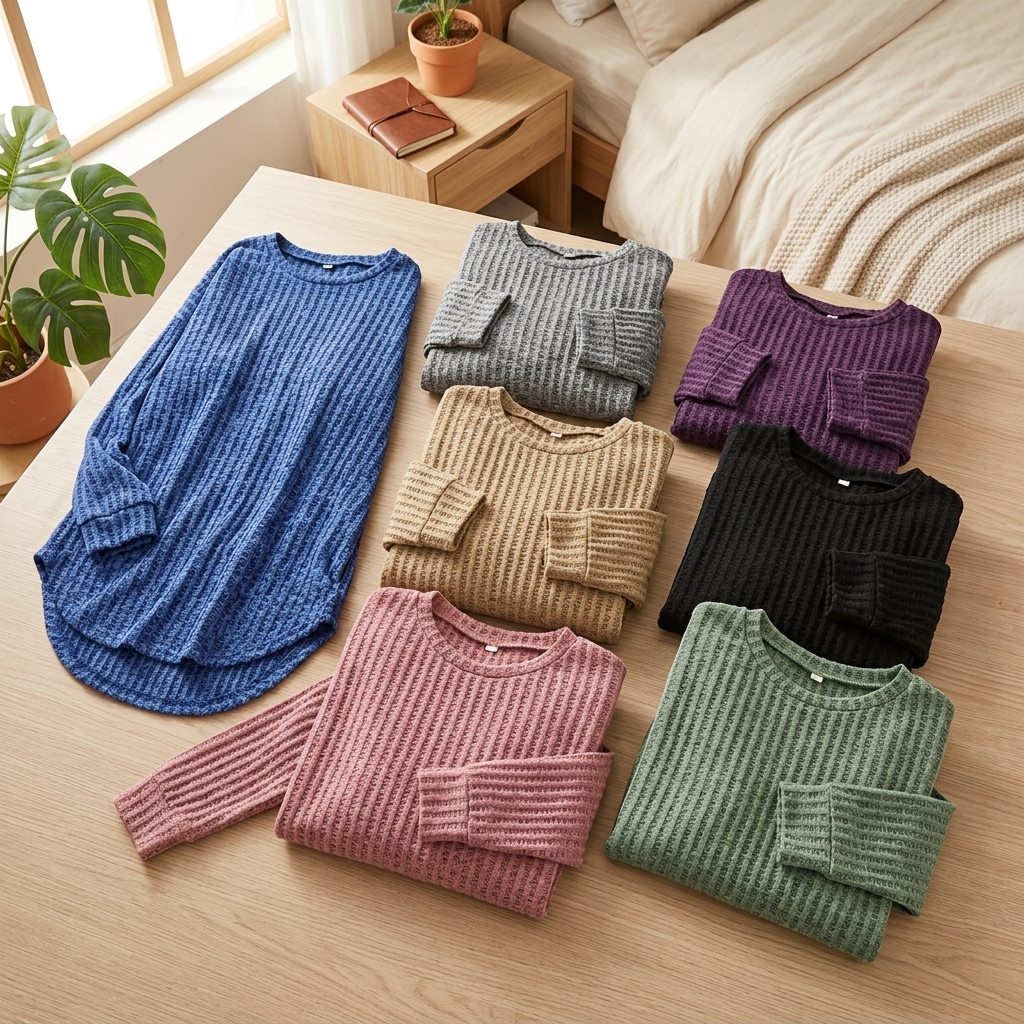 Wovelle – Waffle Knit Oversized Sweater