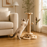 Purrch 3-in-1 Cat Scratching Post with Ball Track and Feather Wand
