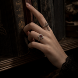 Noctelle – Pierced Heart Ring Set with Garnet Stone
