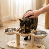 PawNest – 3-Bowl Wooden Pet Feeding Station