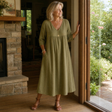 Virella – Women's Relaxed Midi Dress with Pockets