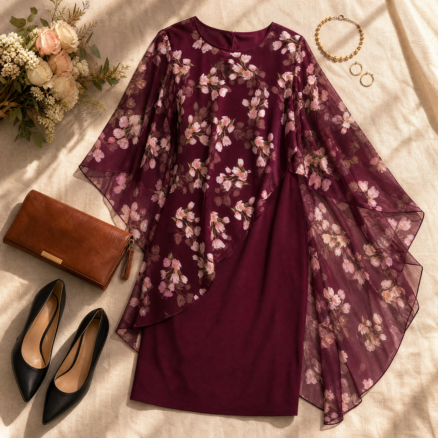 Florevia – Women's Elegant Overlay Sheath Dress
