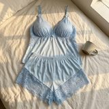 Lunessa – Lace Trim Satin Pajama Set
