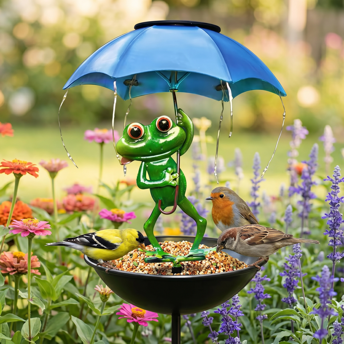 Magic Frog – Solar Garden Lamp with Bird Feeder