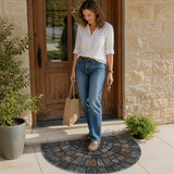 Halfmoon Stoneprint – Half-Circle Cobblestone-Print Door Mat