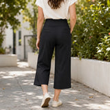 Velessa – High Waisted Wide Leg Cropped Pants with Pockets