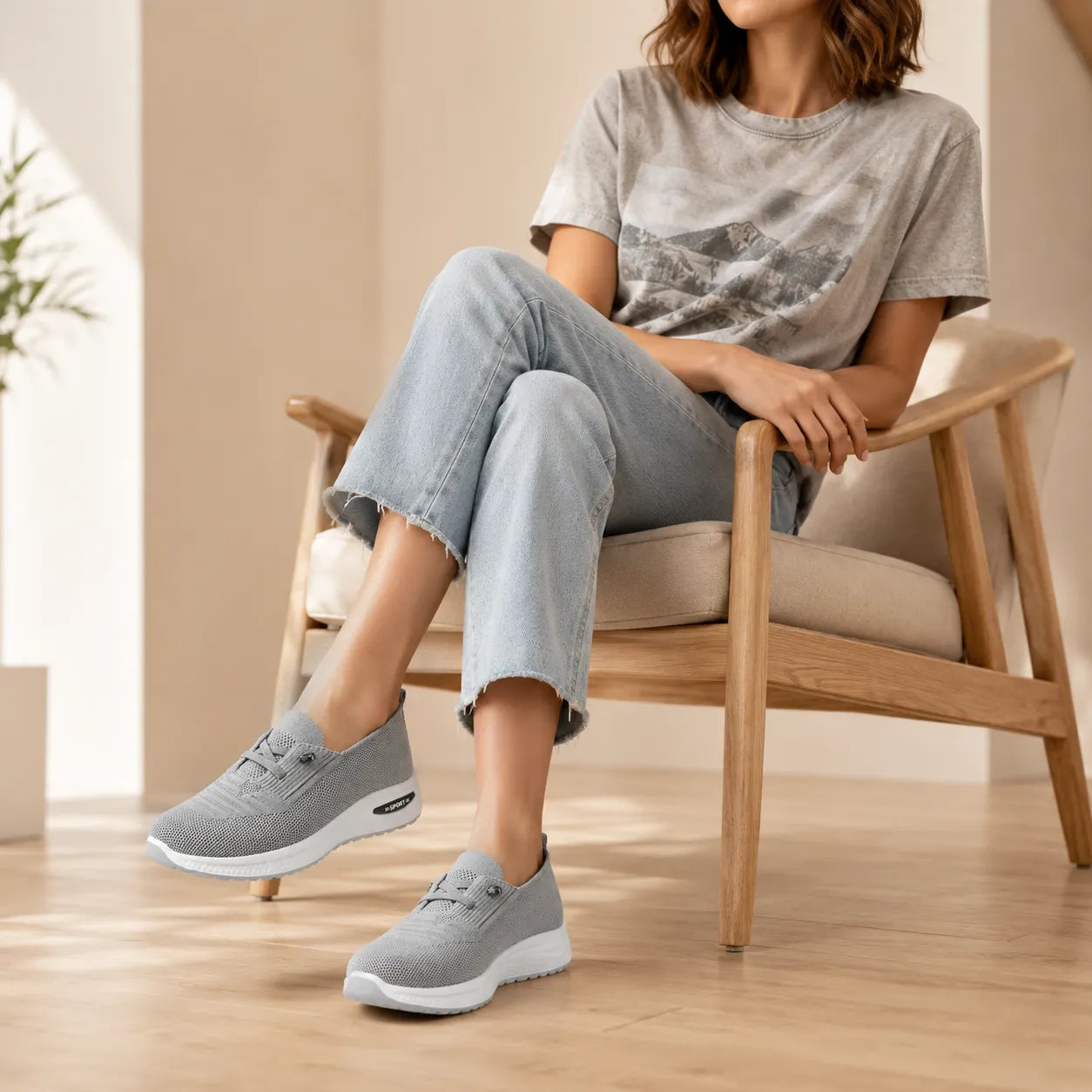 Stelora – Knit Mesh Slip On Sneakers for Women, Cushioned Everyday Walking Shoes