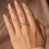 Aurelys – Matching 2-Piece Cubic Zirconia Ring Set, Princess-Cut Stackable Bridal Style, Gold or Silver Tone