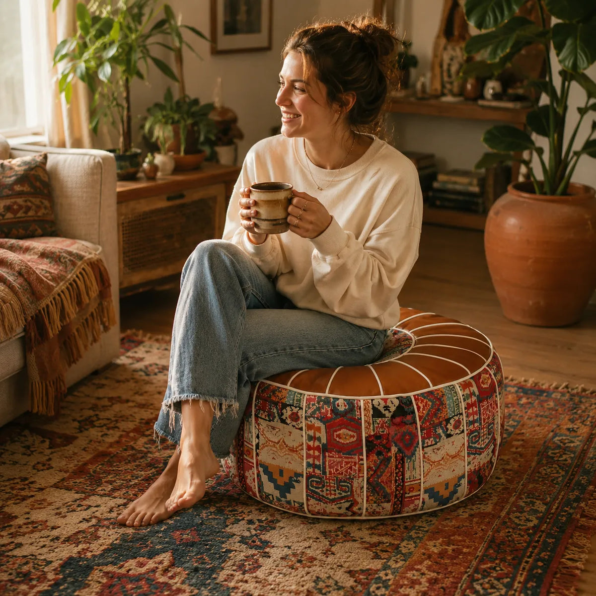Marokka – Bohemian Storage Ottoman Pouf with Hidden Compartment