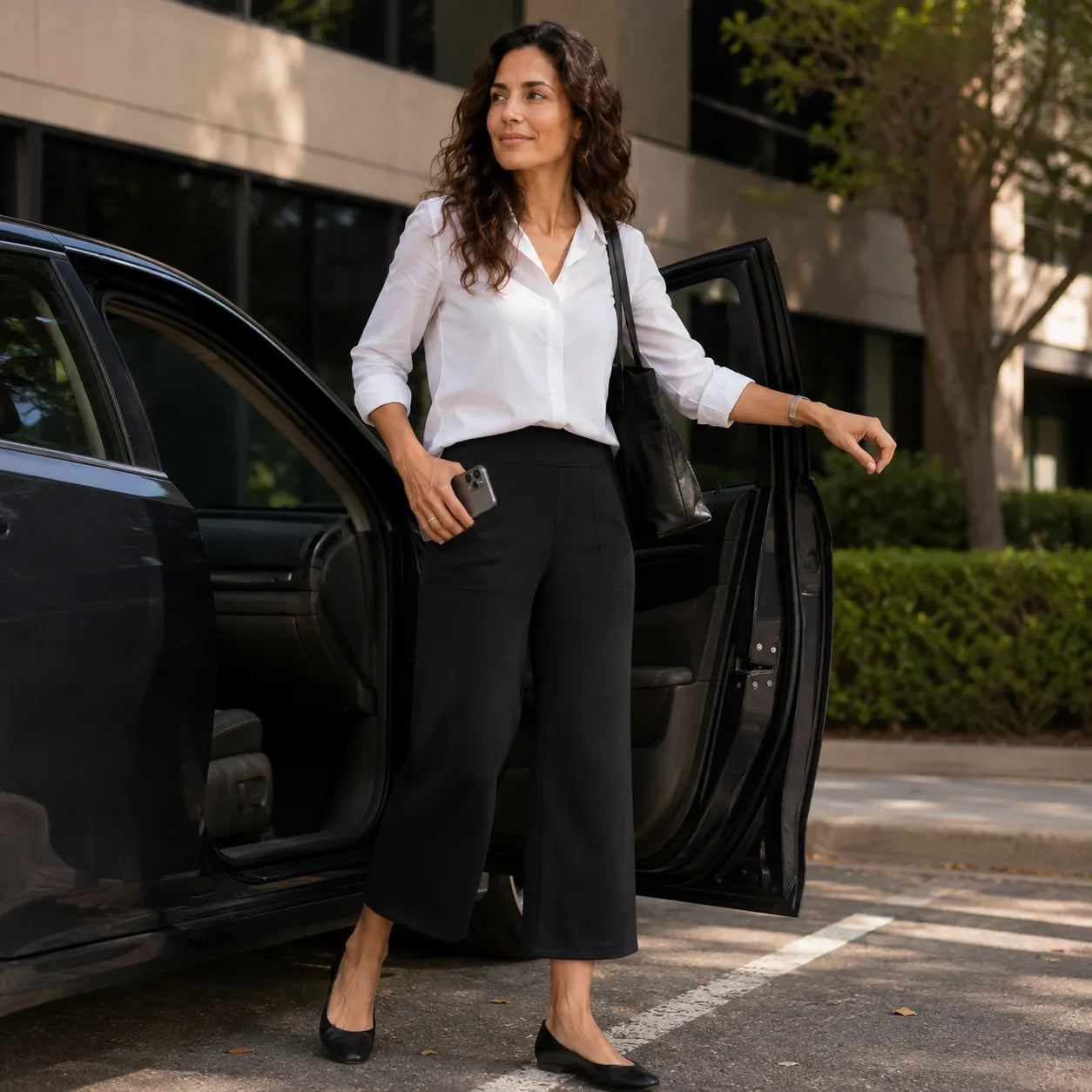 Velessa – High Waisted Wide Leg Cropped Pants with Pockets