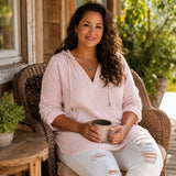 Muslina – Soft V-Neck Hooded Summer Top with Kangaroo Pocket
