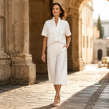 Solene – Stand Collar Wide Leg Culotte Two Piece Set