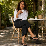 Velessa – High Waisted Wide Leg Cropped Pants with Pockets
