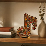 Melora – Wooden look Musical Note Puzzle with Instrument Shaped Pieces, Display Stand Included