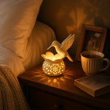 Lumavia – Hummingbird Tealight Candle Holder with Floral Shadow Base