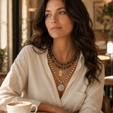 Solenya – Vintage Boho Layered Necklace with Tarot, Compass & Coin Pendants
