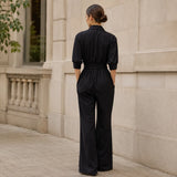 Solene – Belted Wide-Leg Shirt Jumpsuit with Tie Waist