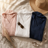 Muslina – Soft V-Neck Hooded Summer Top with Kangaroo Pocket