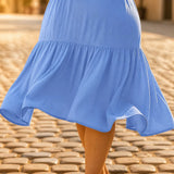 Vellira – Plus Size V-Neck Tiered Midi Dress