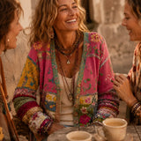 Solenne – Embroidered Look Floral Patchwork Boho Cardigan
