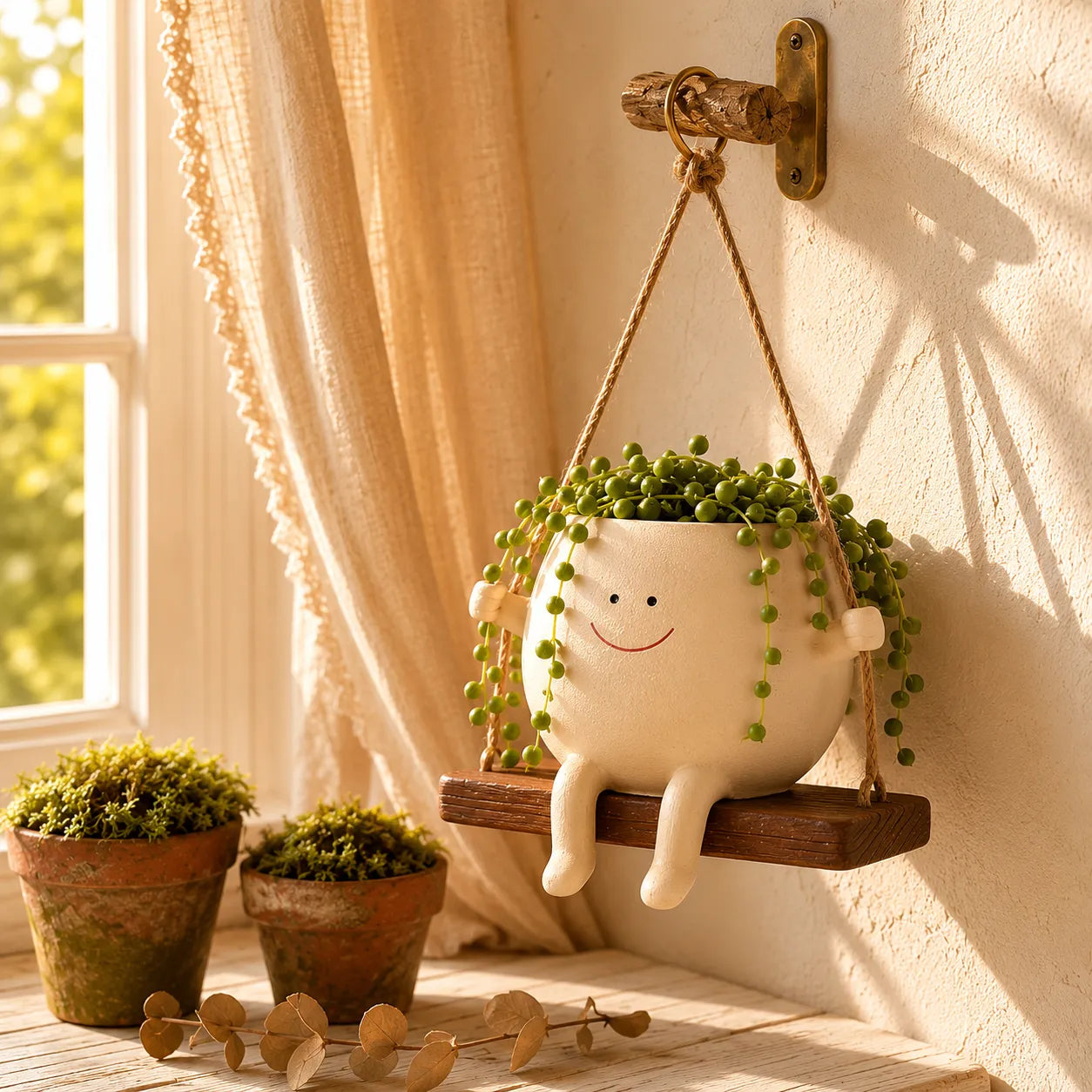 Pippin – Smiley Face Planter Pot with Rocking Chair, Swing & Hammock Designs