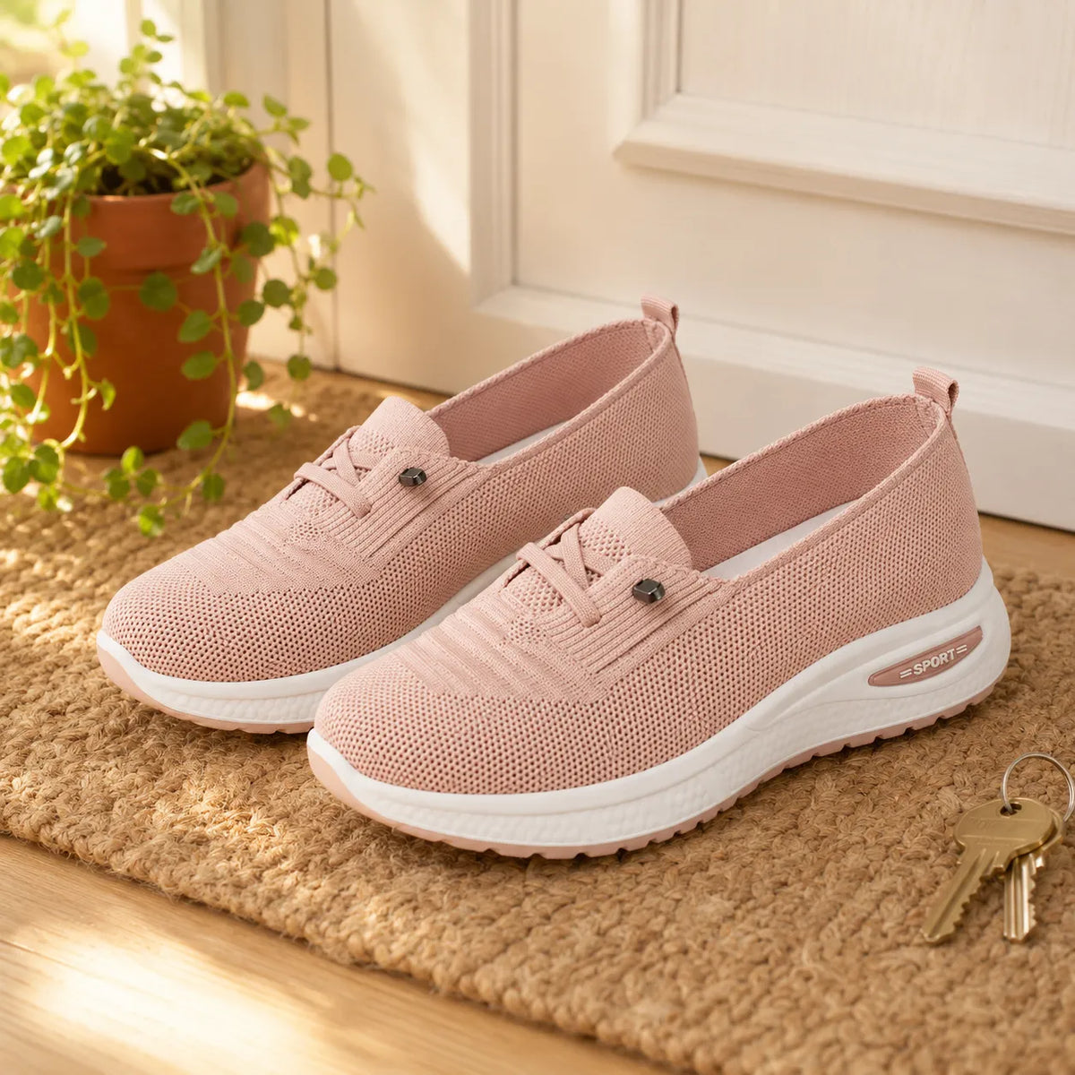 Stelora – Knit Mesh Slip On Sneakers for Women, Cushioned Everyday Walking Shoes